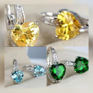 Crystal multicolor stone earrings aqual blue zircon heart wedding earrings beaut